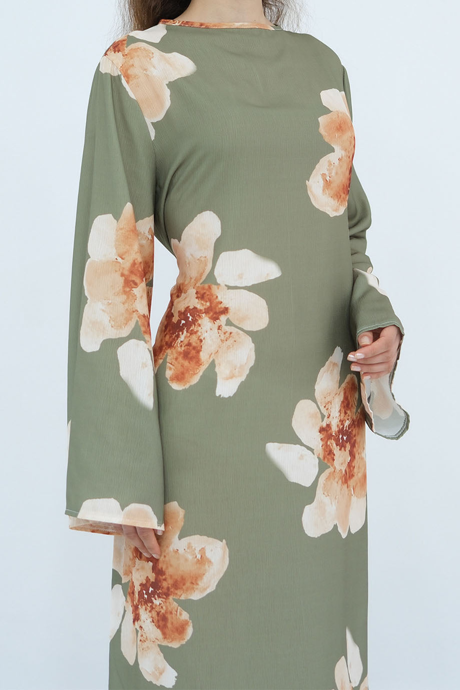 Florena Printed Maxi Dress Abaya 1063 – Green