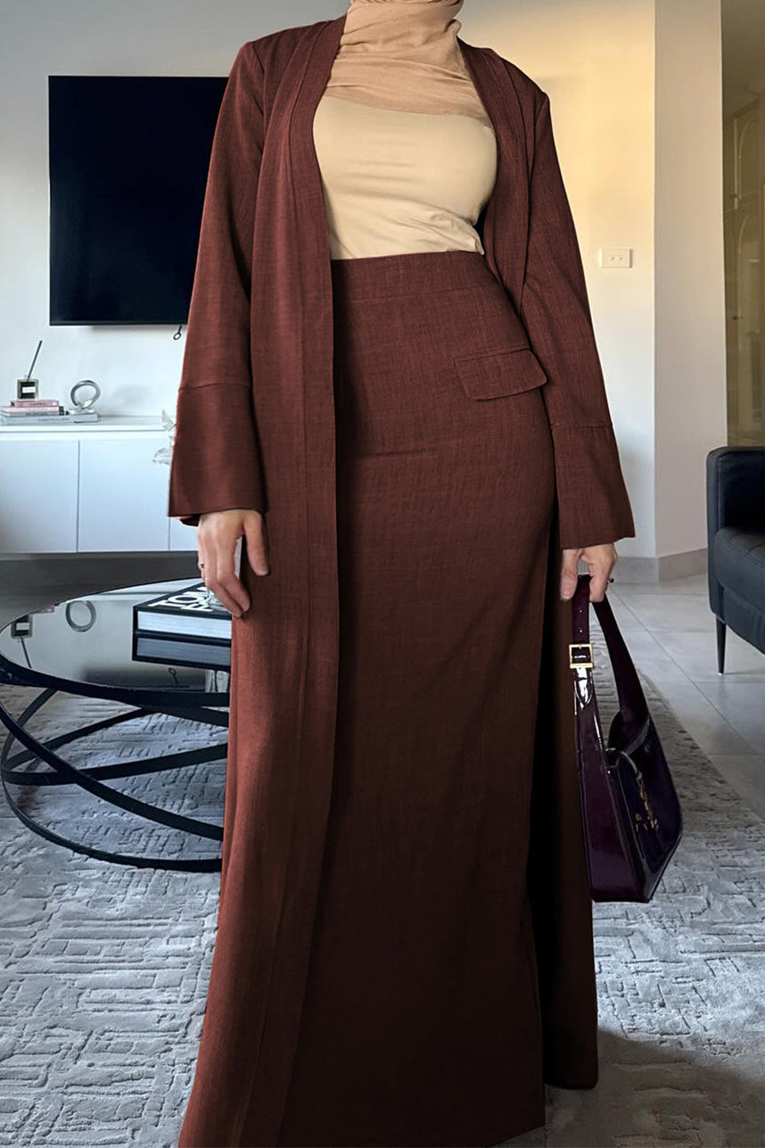 Coralie Twill-Blend Elegant Ensemble 1072 – Brick Red
