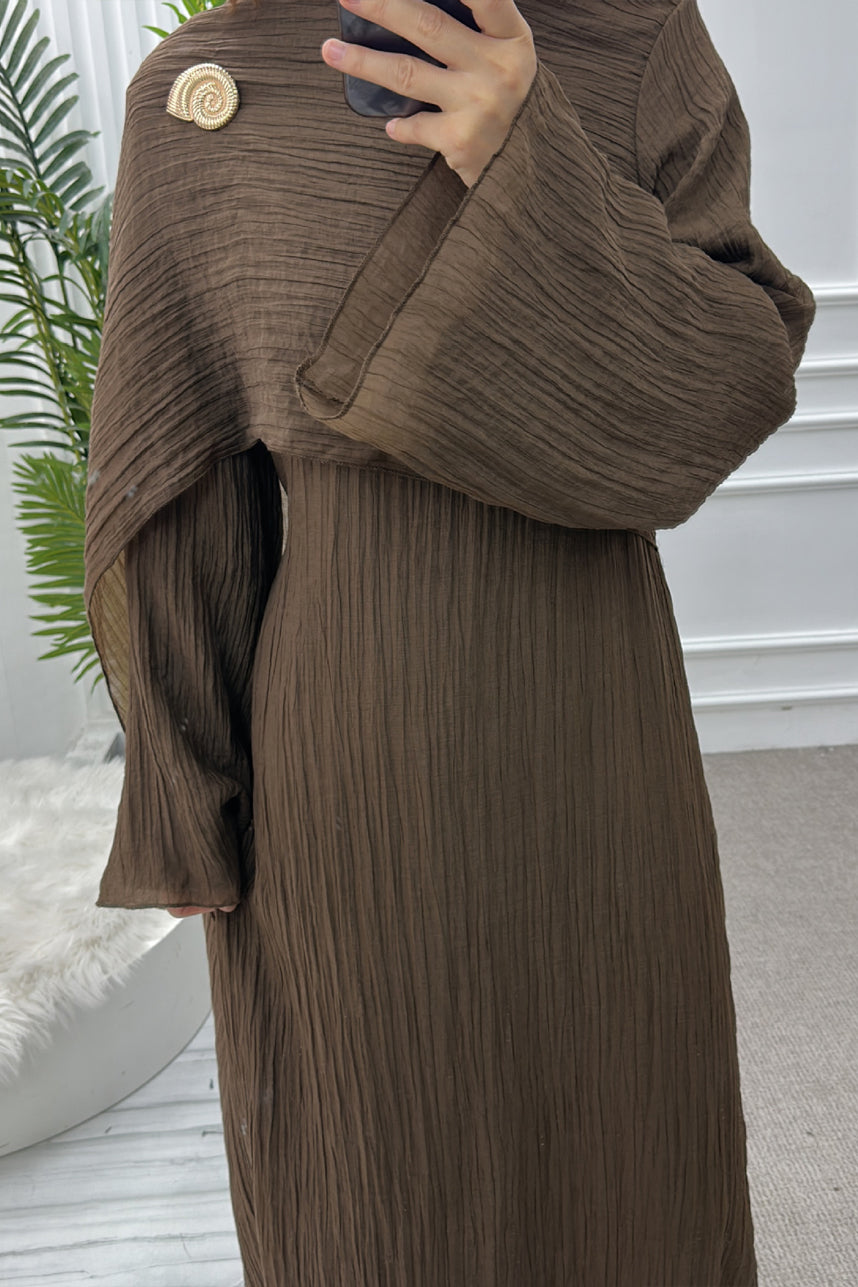 Serenne Double-Layer Elegant Modest Dress 1088 – Coffee