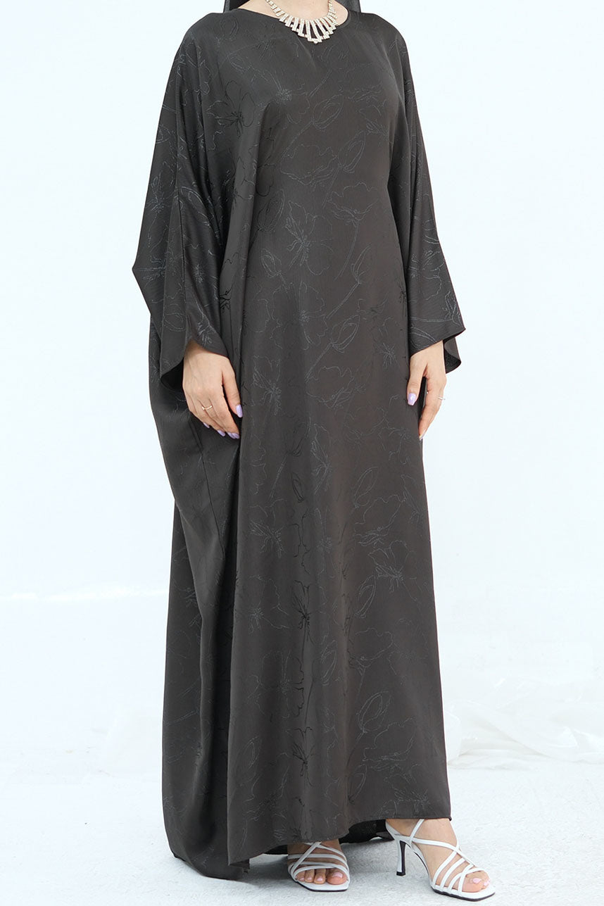Horizon Subtle-Pattern Elegant Abaya LRDB005 – Coffee