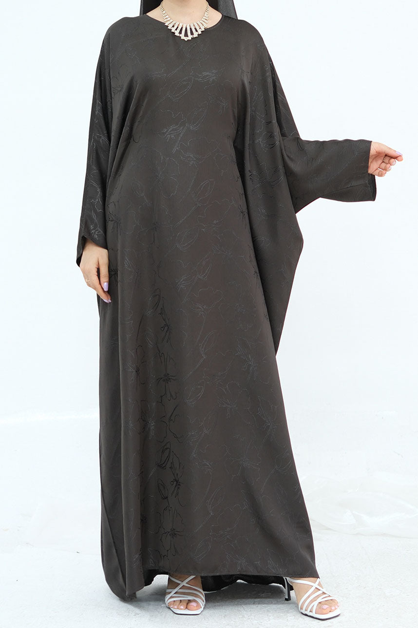 Horizon Subtle-Pattern Elegant Abaya LRDB005 – Coffee