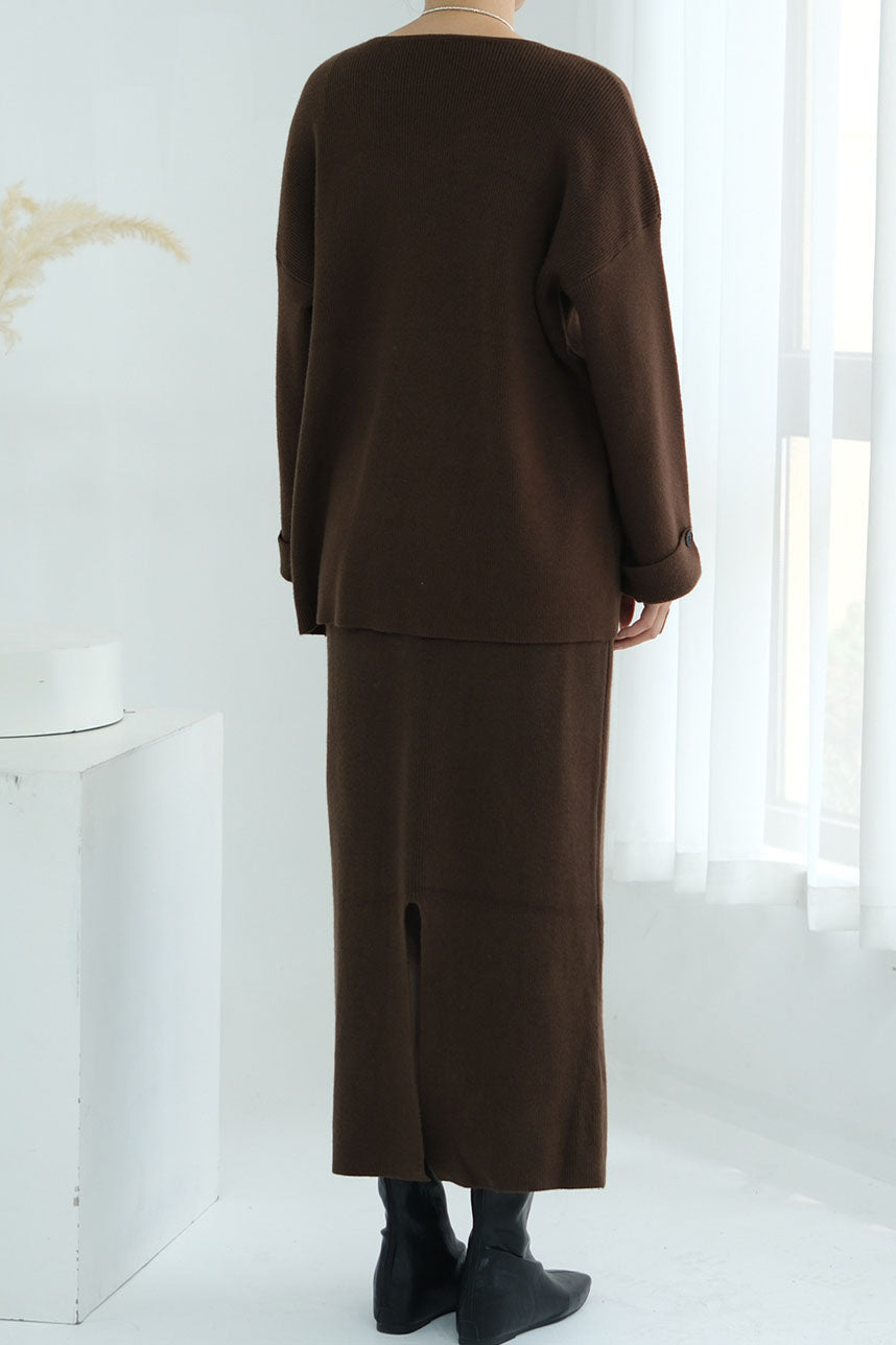 Serenya Thick-Knit Two-Piece Modest Set WDM005 – Coffee