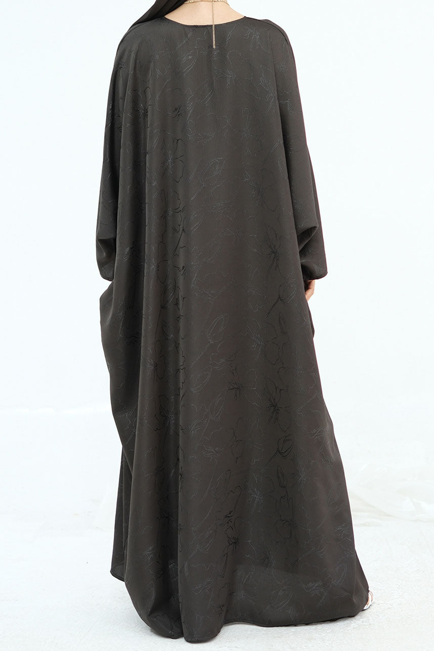 Horizon Subtle-Pattern Elegant Abaya LRDB005 – Coffee