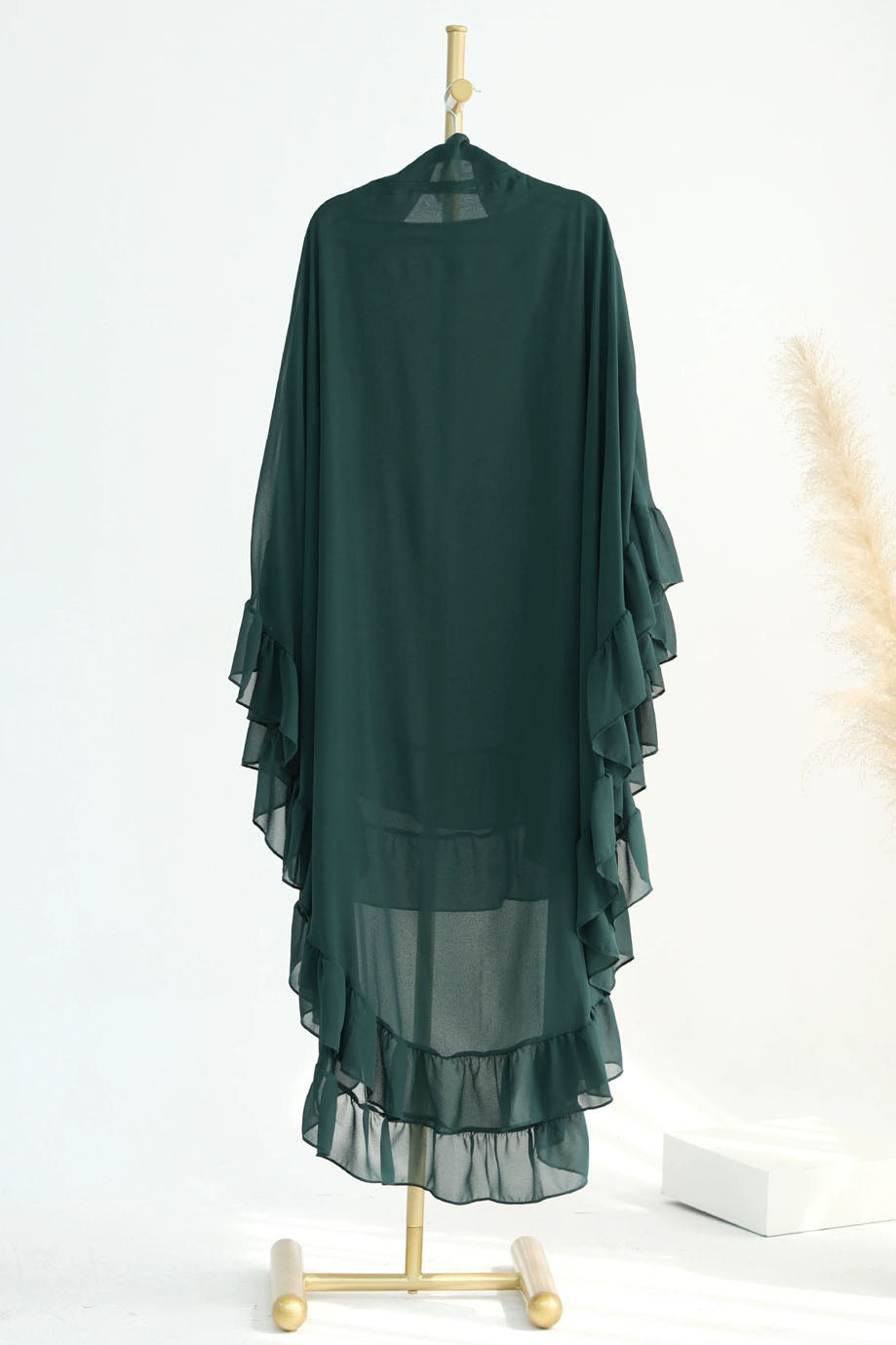 Double Layer Ruffle Maxi Hijab 926 – Dark Green
