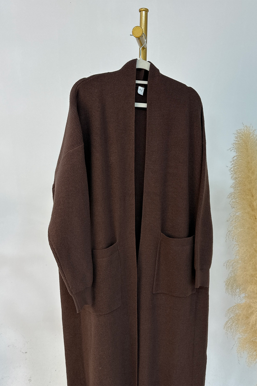 Knitveil Cardigan & Sleeveless Dress Set 906➕907 – Cocoa Brown