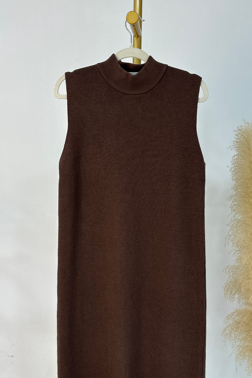 Knitveil Cardigan & Sleeveless Dress Set 906➕907 – Cocoa Brown