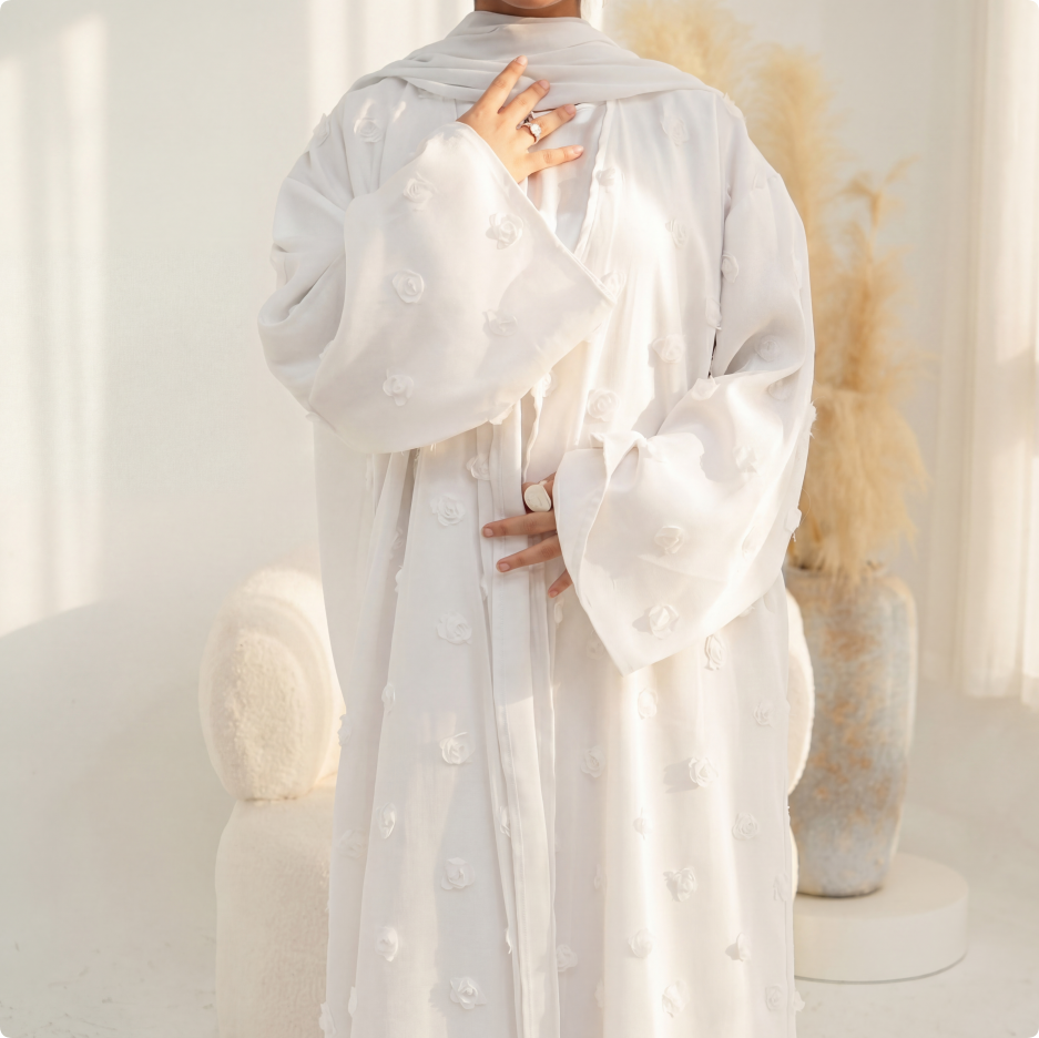 Large size three-dimensional flower decoration double-layer cardigan + scarf two-piece set LR1187