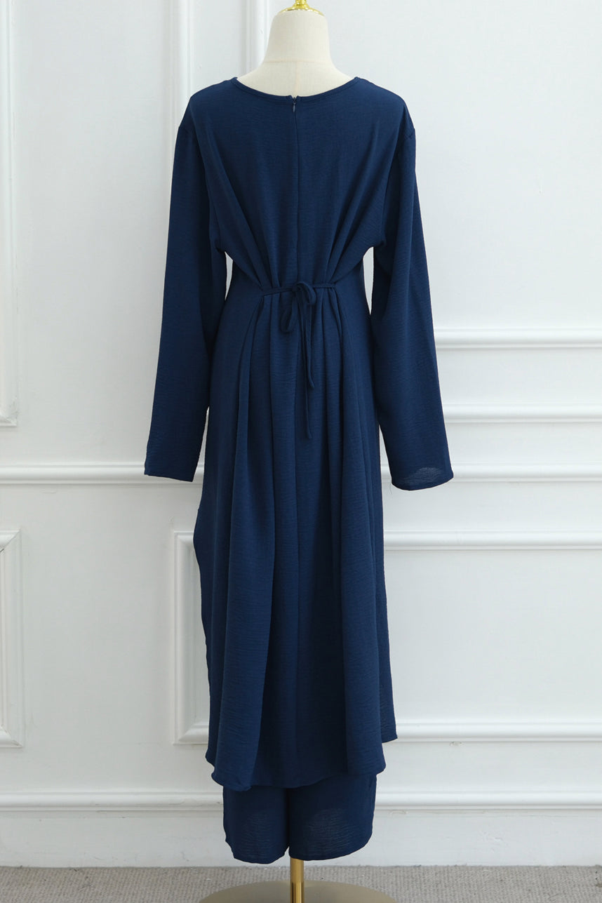 Elowen Elegant Draped Modest Ensemble 1103 – Blue