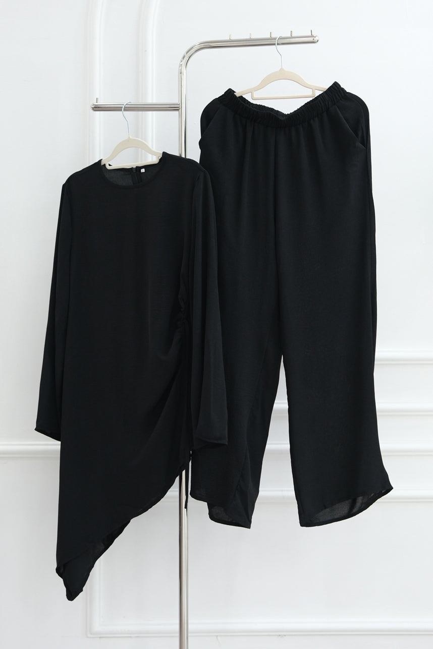 Solaya Draped Asymmetrical Modest Ensemble 1105 – Black