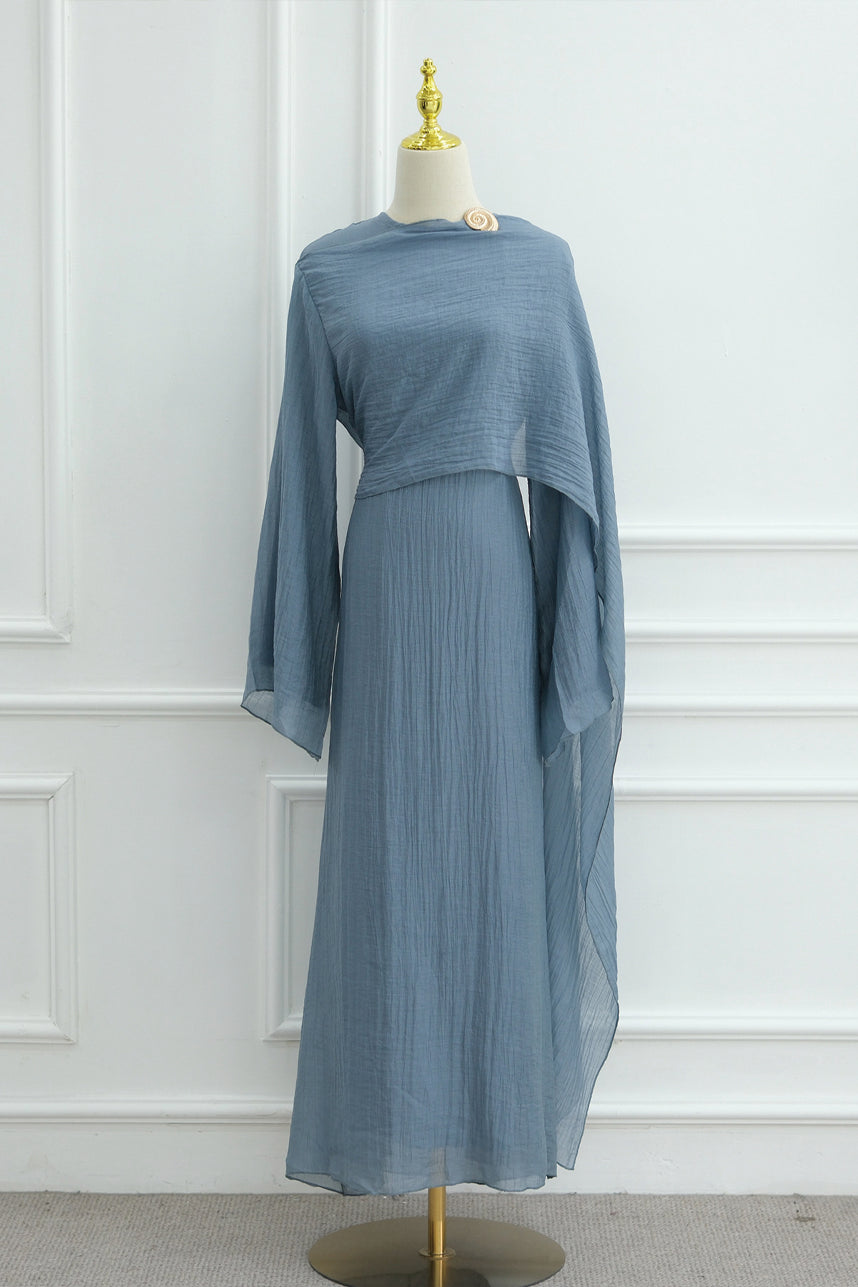Serenne Double-Layer Elegant Modest Dress 1088 – Blue