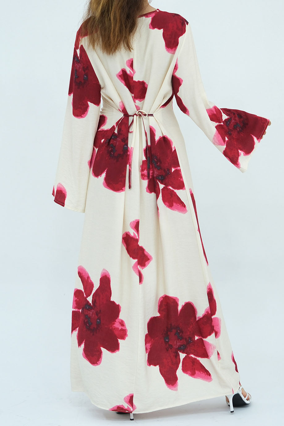 Floria Red Blossom Maxi Dress Abaya 1063 – White