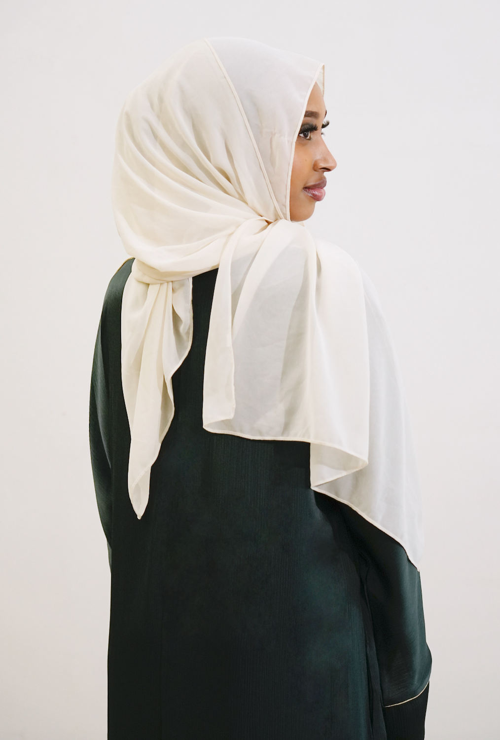 Inaya Trimmed Maxi Dress Abaya 937- Dark Green