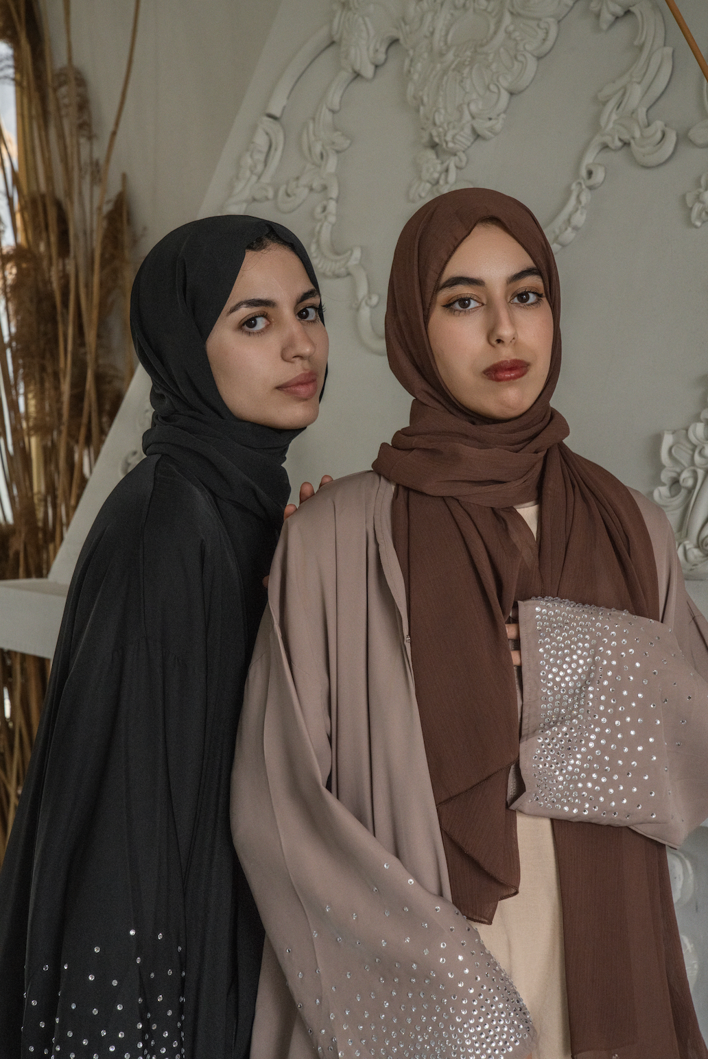 Jannat Rhinestone Open Abaya 851 - Coffee