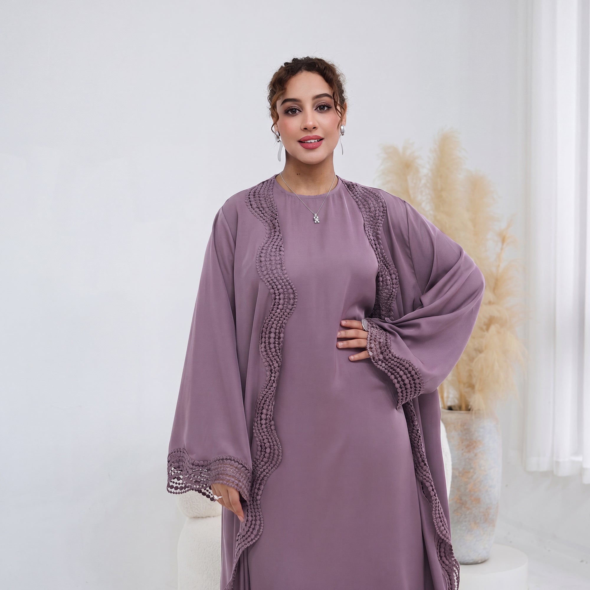Long-sleeved cardigan + matching dress two-piece set LR1183