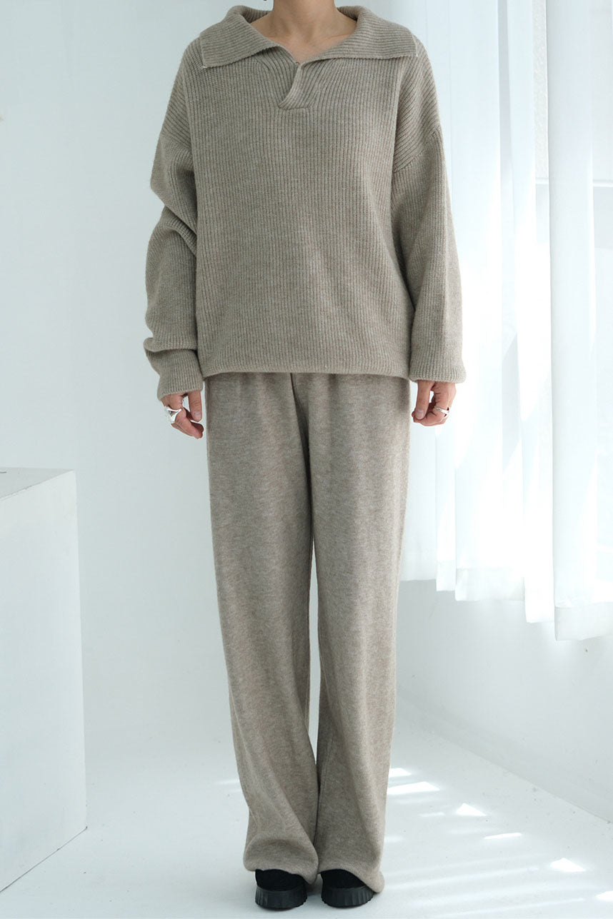 Monara Collared Thick-Knit Two-Piece Modest Set 008 – Oatmeal