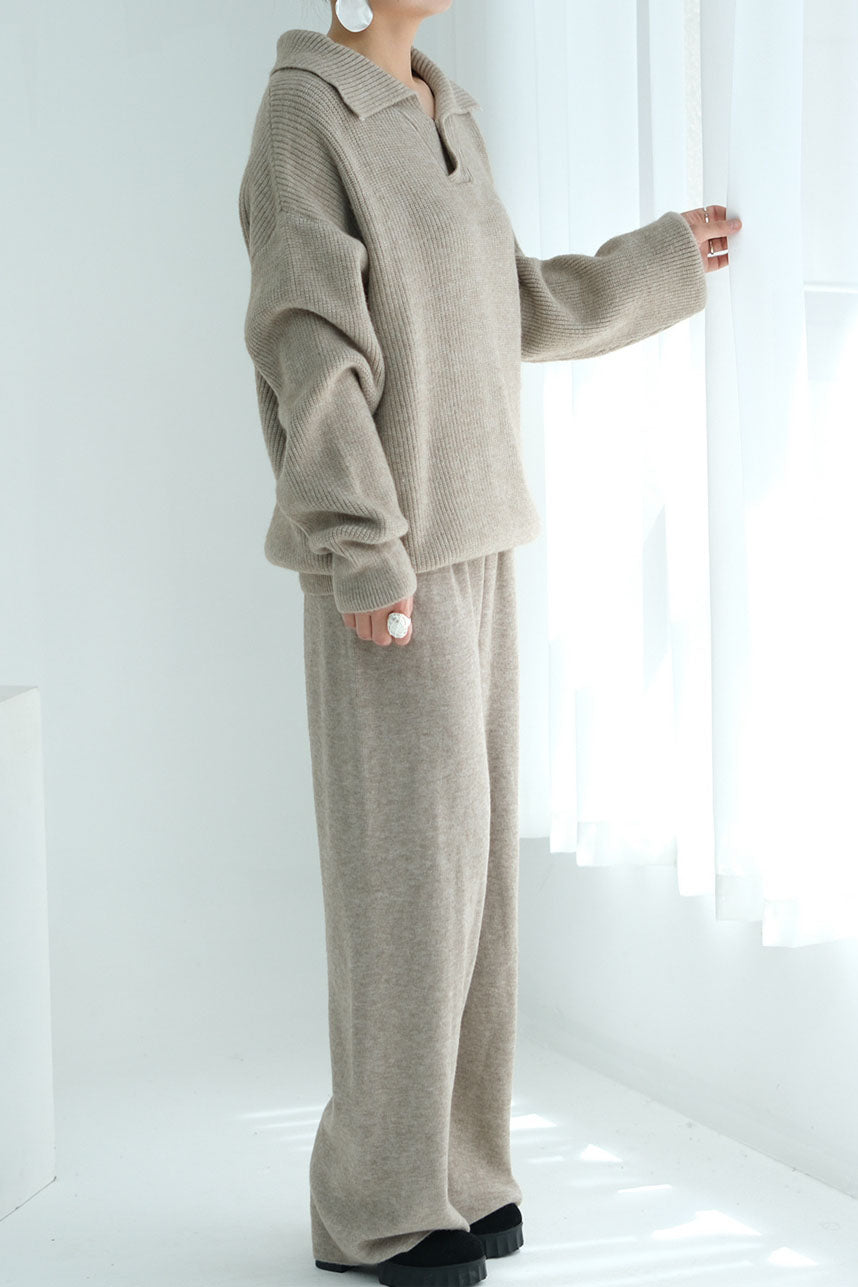 Monara Collared Thick-Knit Two-Piece Modest Set 008 – Oatmeal
