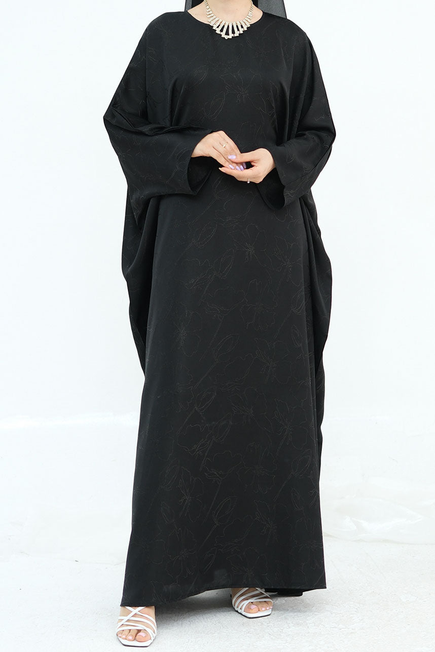 Horizon Subtle-Pattern Elegant Abaya LRDB005 – Black