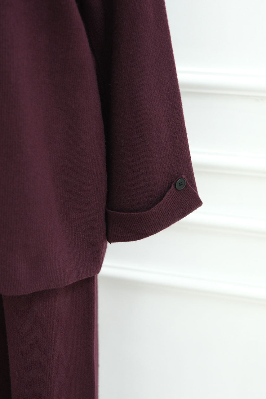 Terra Keyhole V-Neck Thick-Knit Modest Set WDM006 – Purple