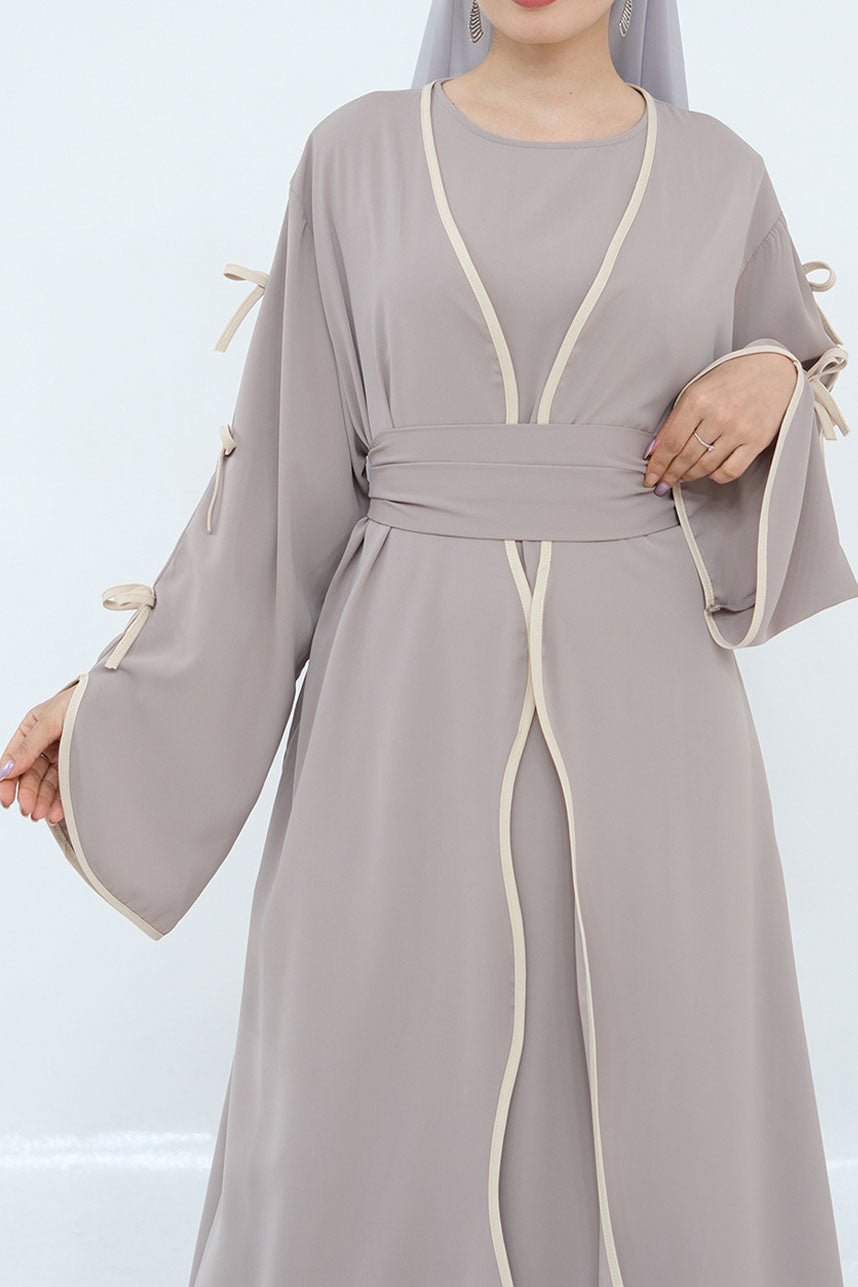 Yasira Nida Elegant Bow-Tie Open Abaya 962 - Taro