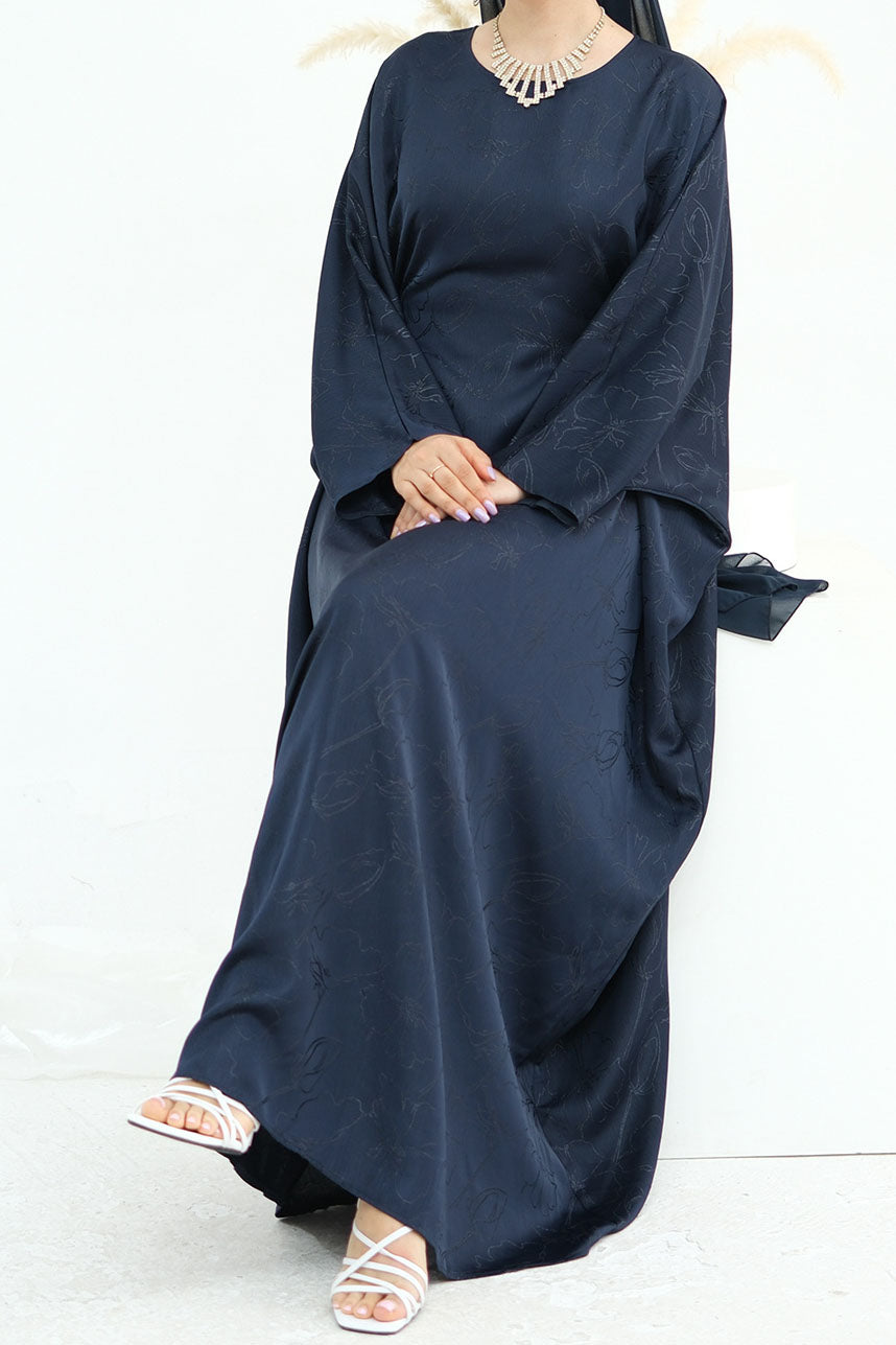 Horizon Subtle-Pattern Elegant Abaya LRDB005 – Blue