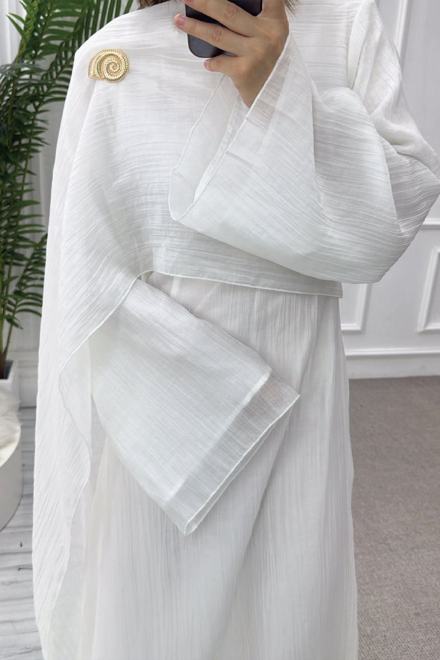 Serenne Double-Layer Elegant Modest Dress 1088 – White Serenne Double-Layer Elegant Modest Dress 1088 – White
