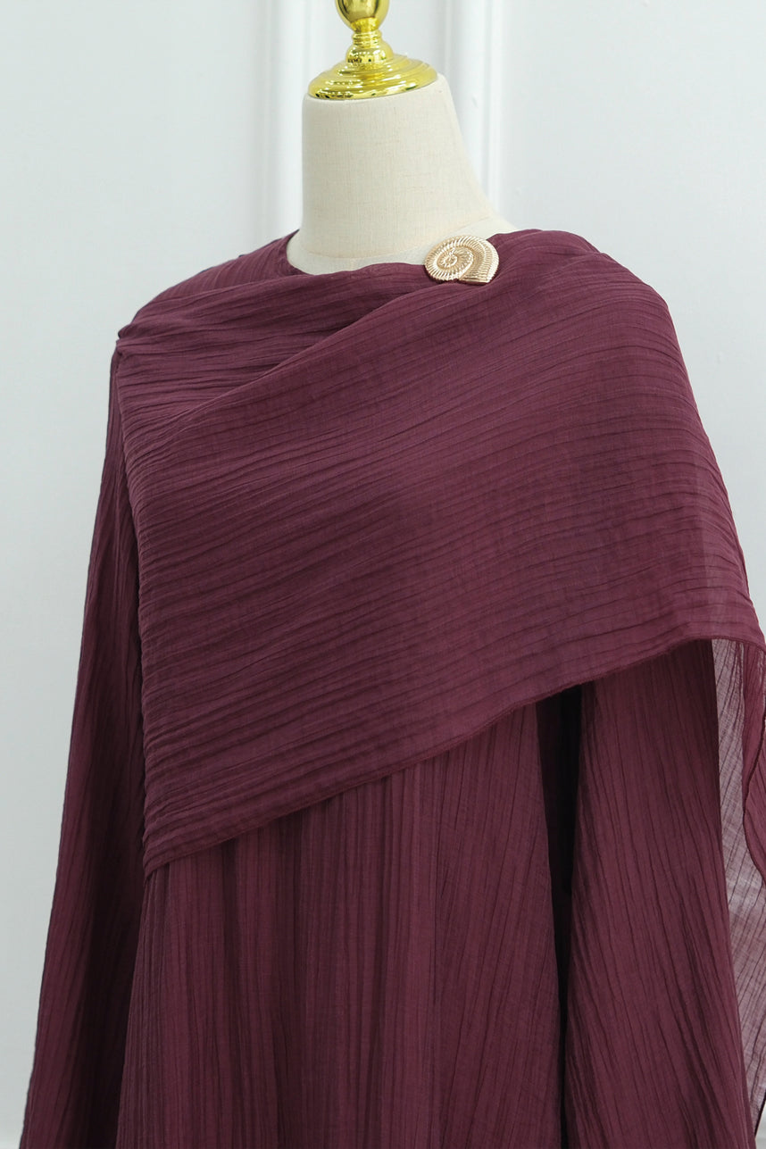 Serenne Double-Layer Elegant Modest Dress 1088 – Burgundy