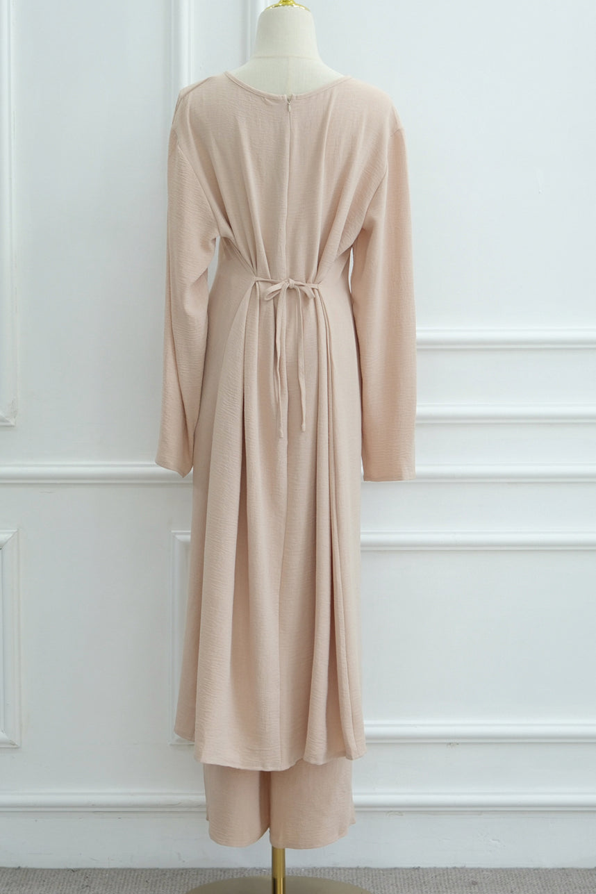 Elowen Elegant Draped Modest Ensemble 1103 – Apricot
