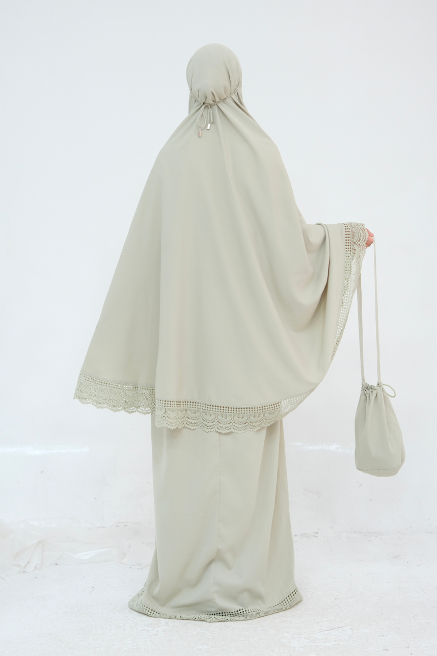 Dawnmist Lace Trim Modest Prayer Set 957 – Sage
