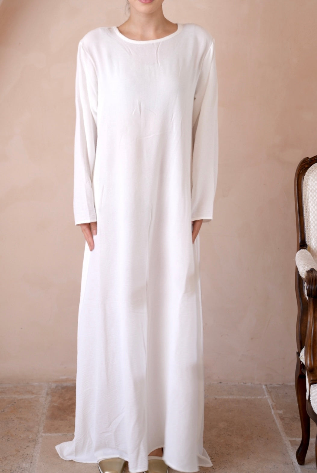 long dress inner Satin Wrinkle Inner Maxi Slip Dress