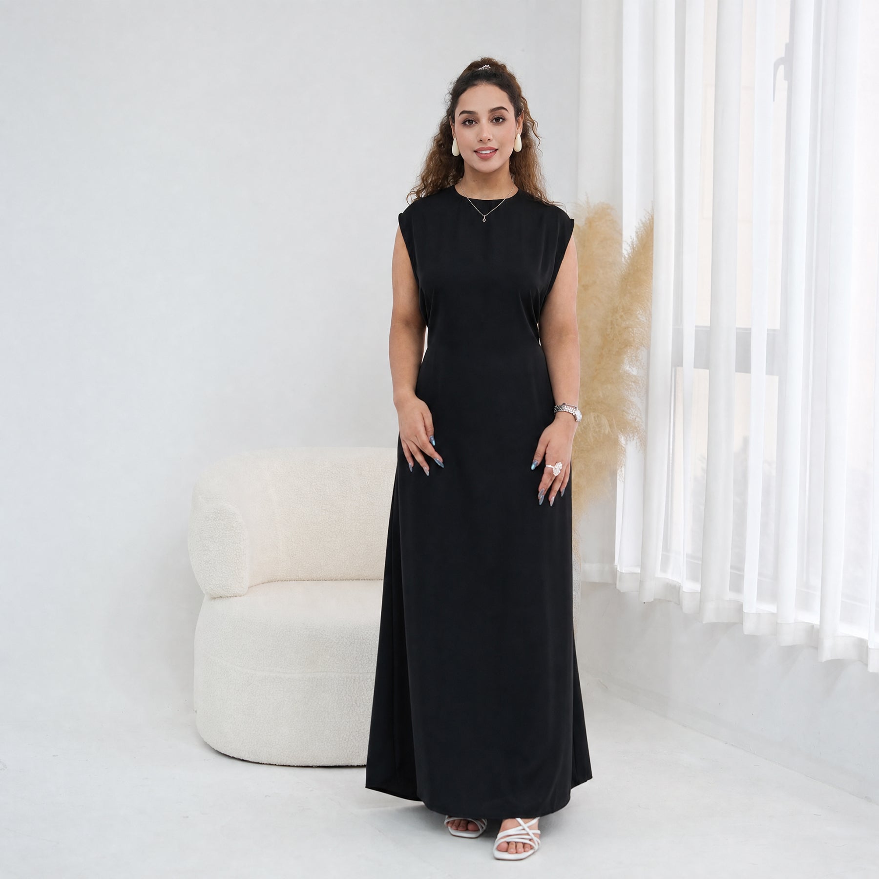 Long sleeved solid color plus size cardigan 1281+sleeveless inner layer 1266
