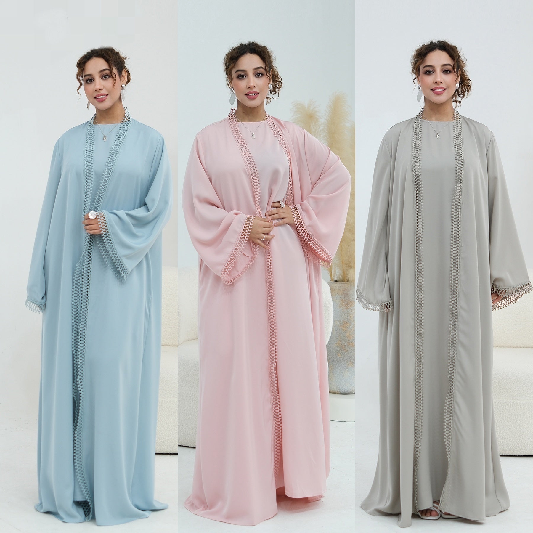 Stylish large-size lace-trimmed cardigan + two-piece set LR1182 as an undergarment