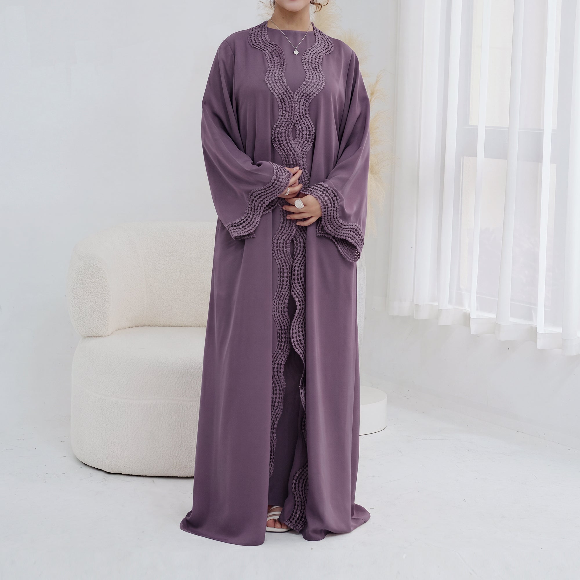 Long-sleeved cardigan + matching dress two-piece set LR1183