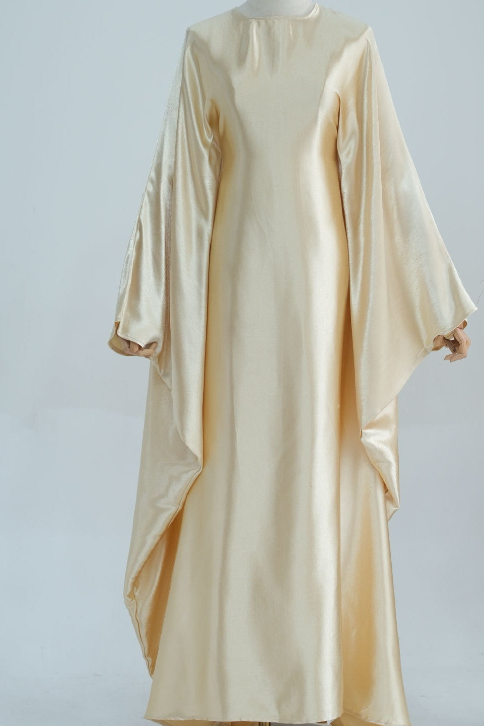 Jahari Shiny Batwing Butterfly Sleeve Maxi Dress Abaya 774 - Lemon yellow