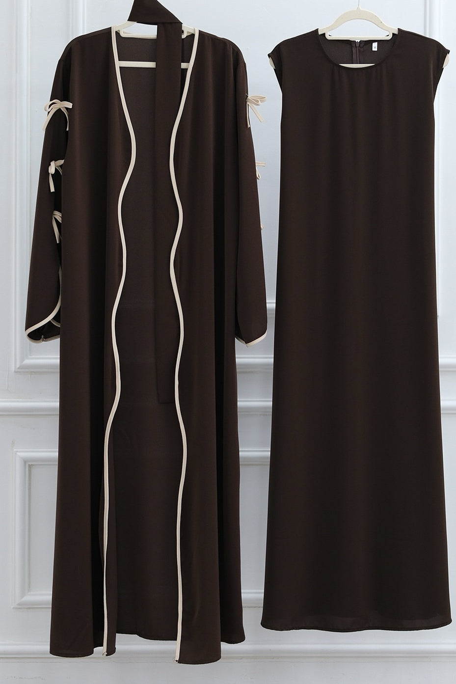 Yasira Nida Elegant Bow-Tie Open Abaya 962 - Coffee