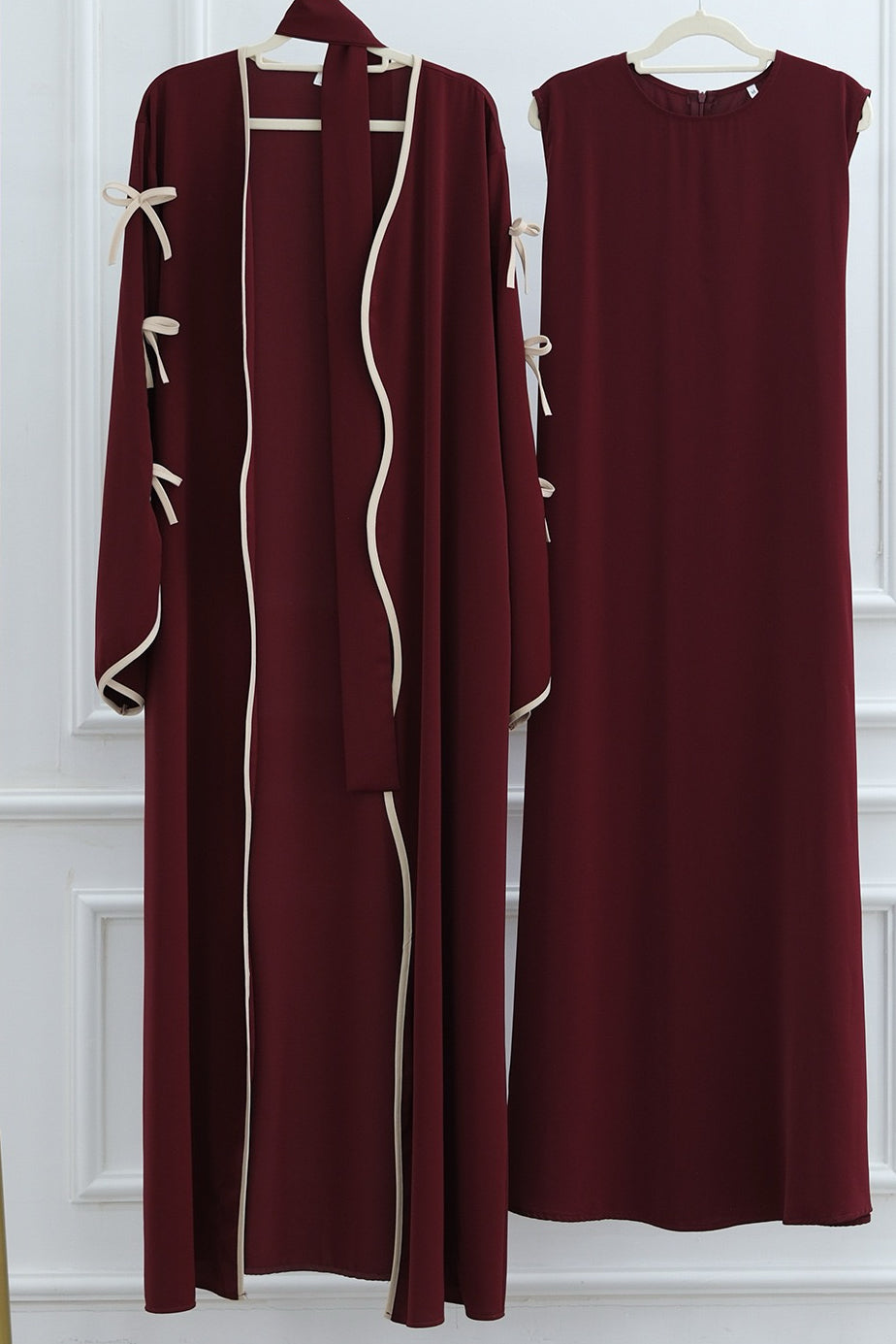 Yasira Nida Elegant Bow-Tie Open Abaya 962 - Wine