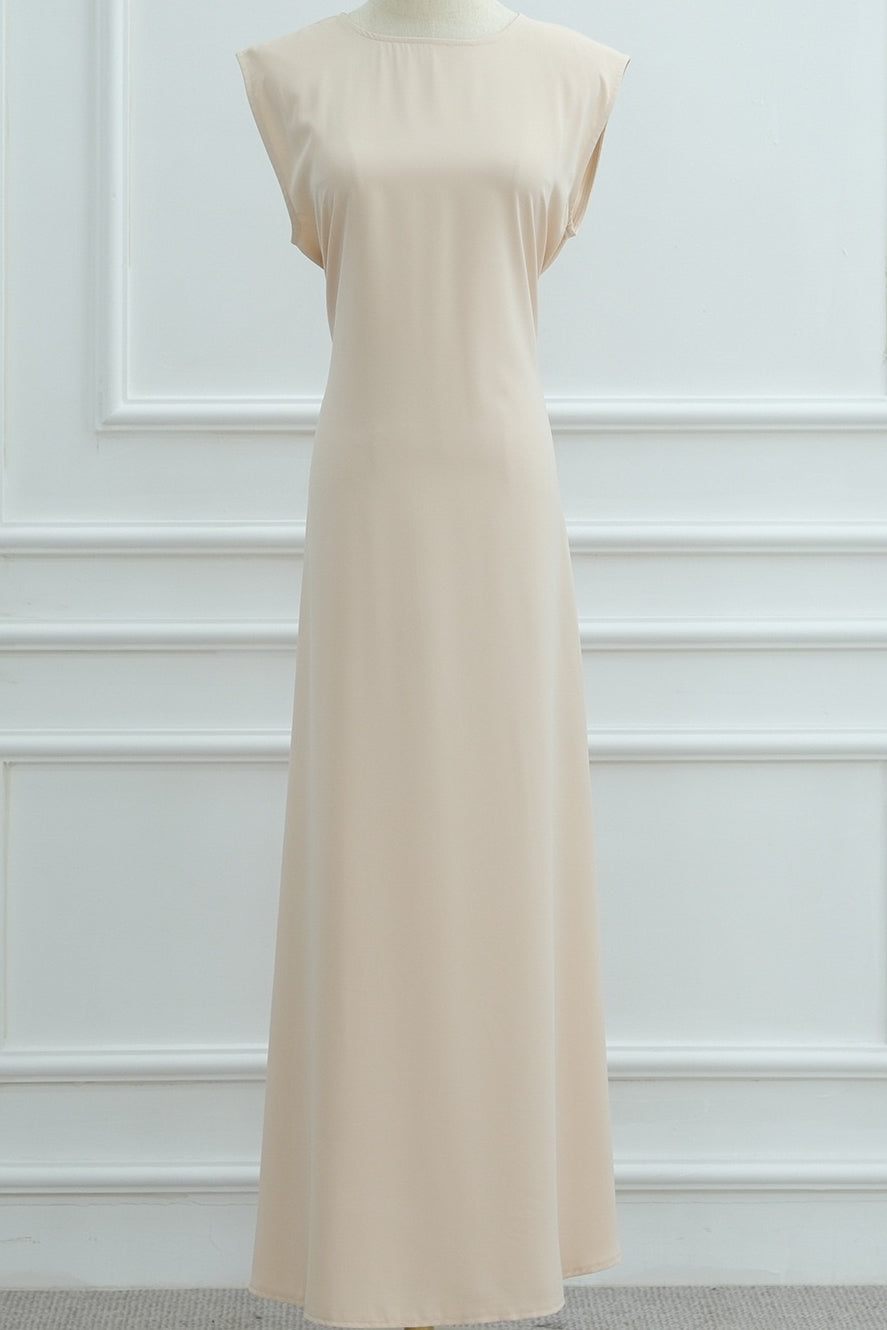 Meher Solid Nida Sleeveless Inner Abaya 1003 - Apricot