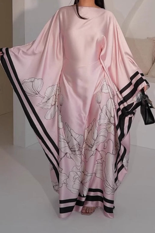 Talia Printed Kaftan Elegant Modest Dress 999 - Pink
