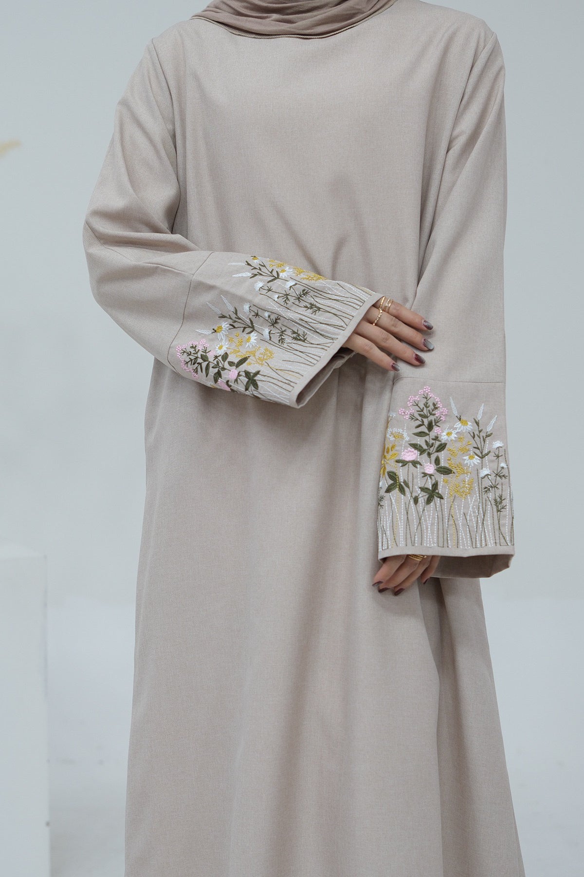 Hala Flower Sleeves Maxi Dress Abaya 740