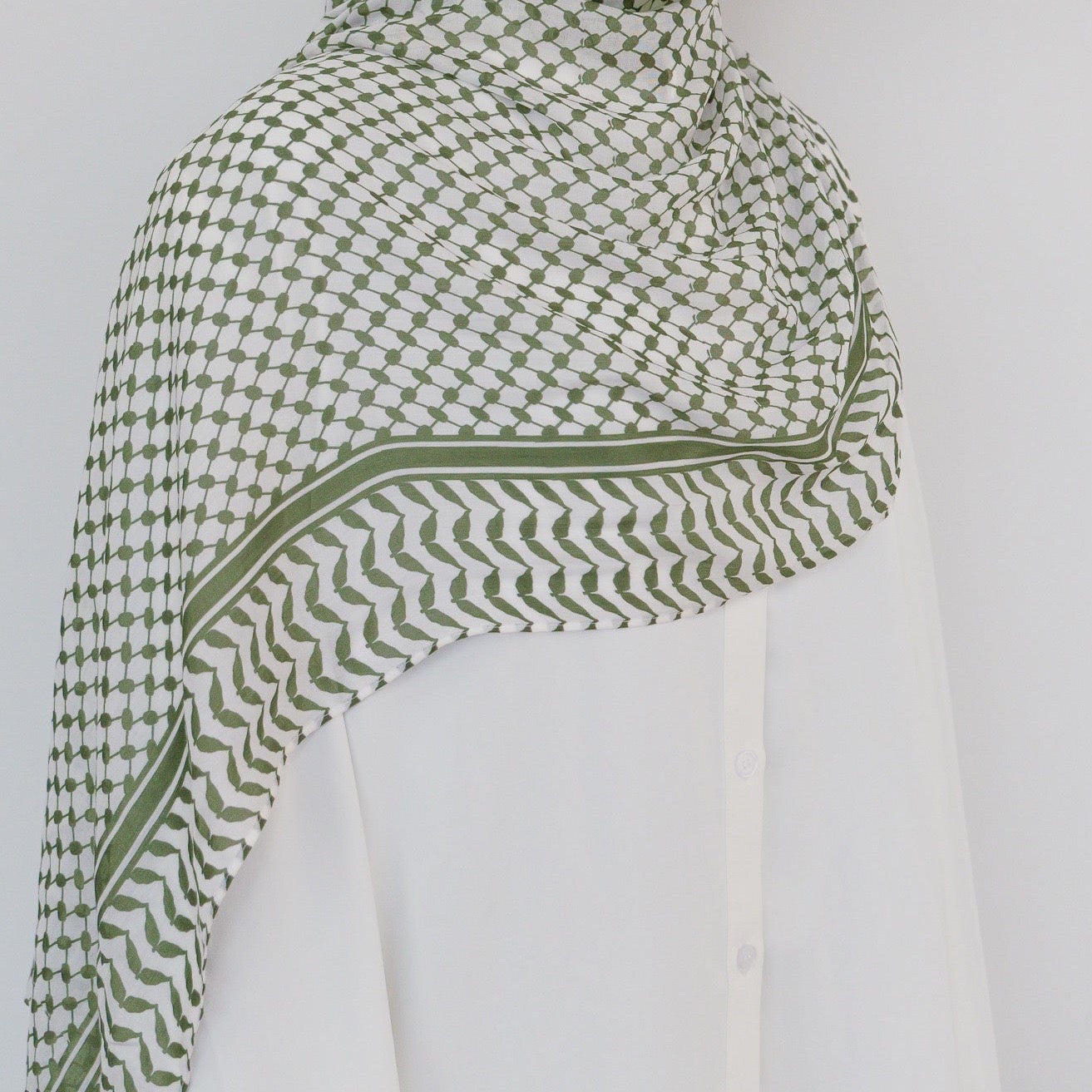 Keffiyeh Patterns Peace Dove Hijab 765 - Green - Meliza