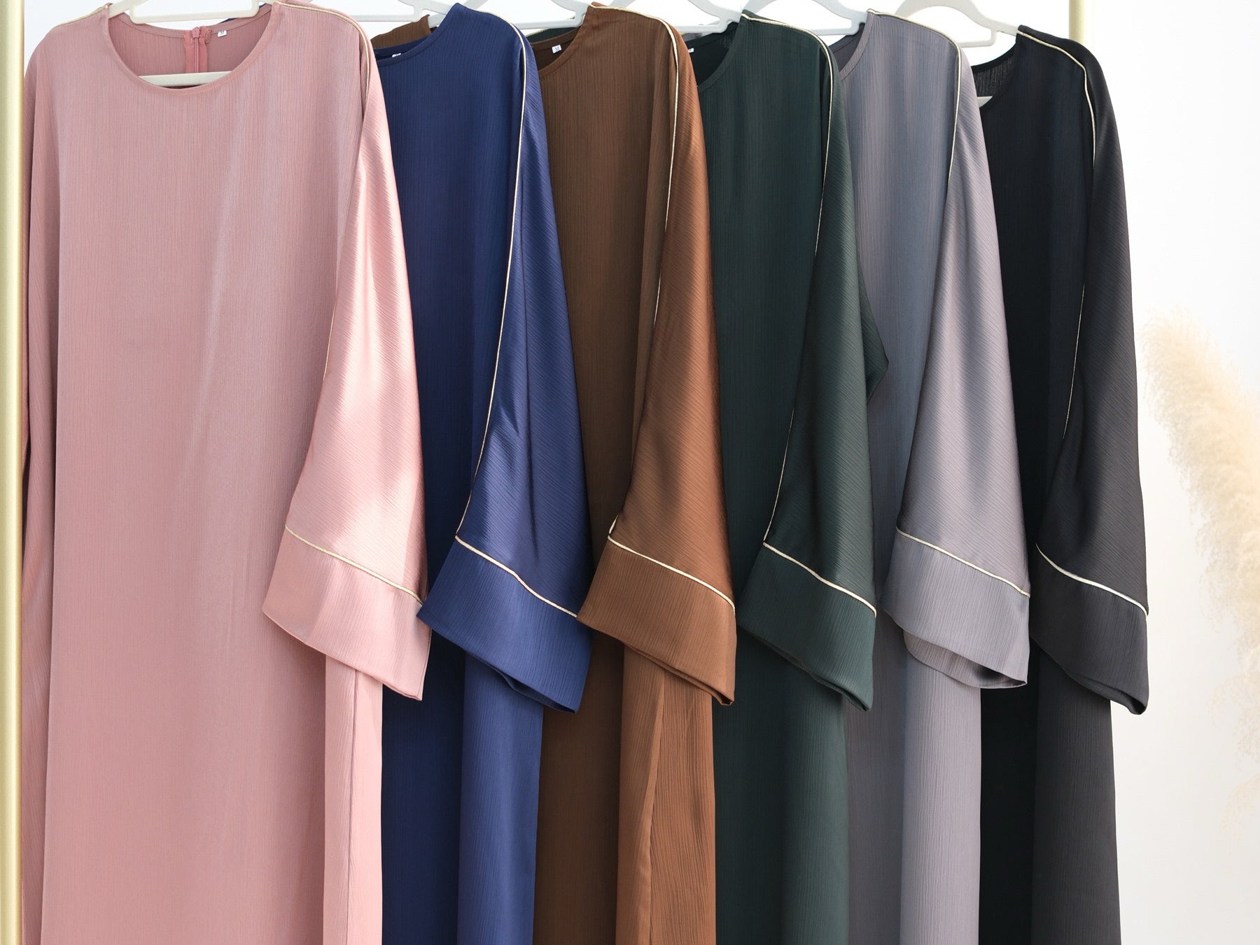 Inaya Trimmed Maxi Dress Abaya 937 - Dark Blue