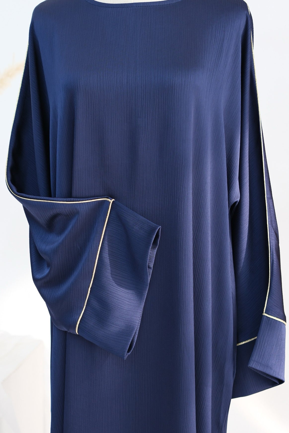 Inaya Trimmed Maxi Dress Abaya 937 - Dark Blue