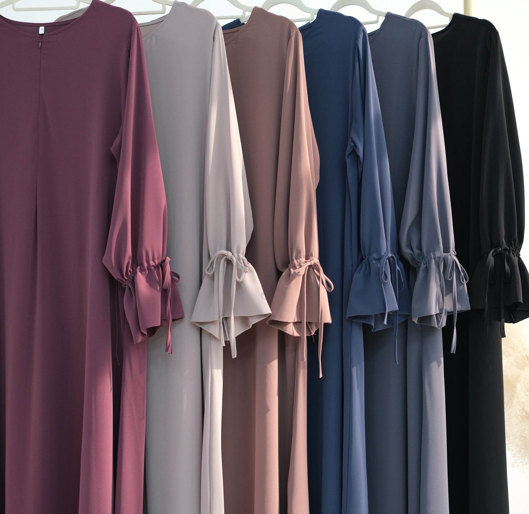 Jenin Essential Tie Cuff Abaya 938 - Dark Grey