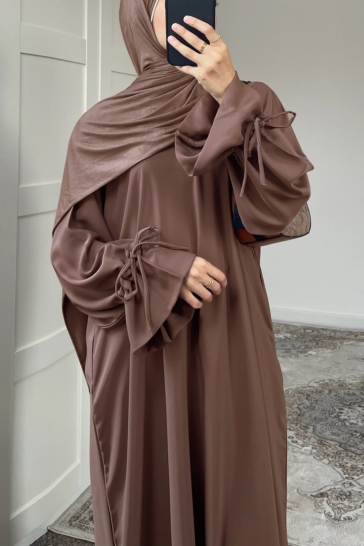Jenin Essential Tie Cuff Abaya 938 - Khaki