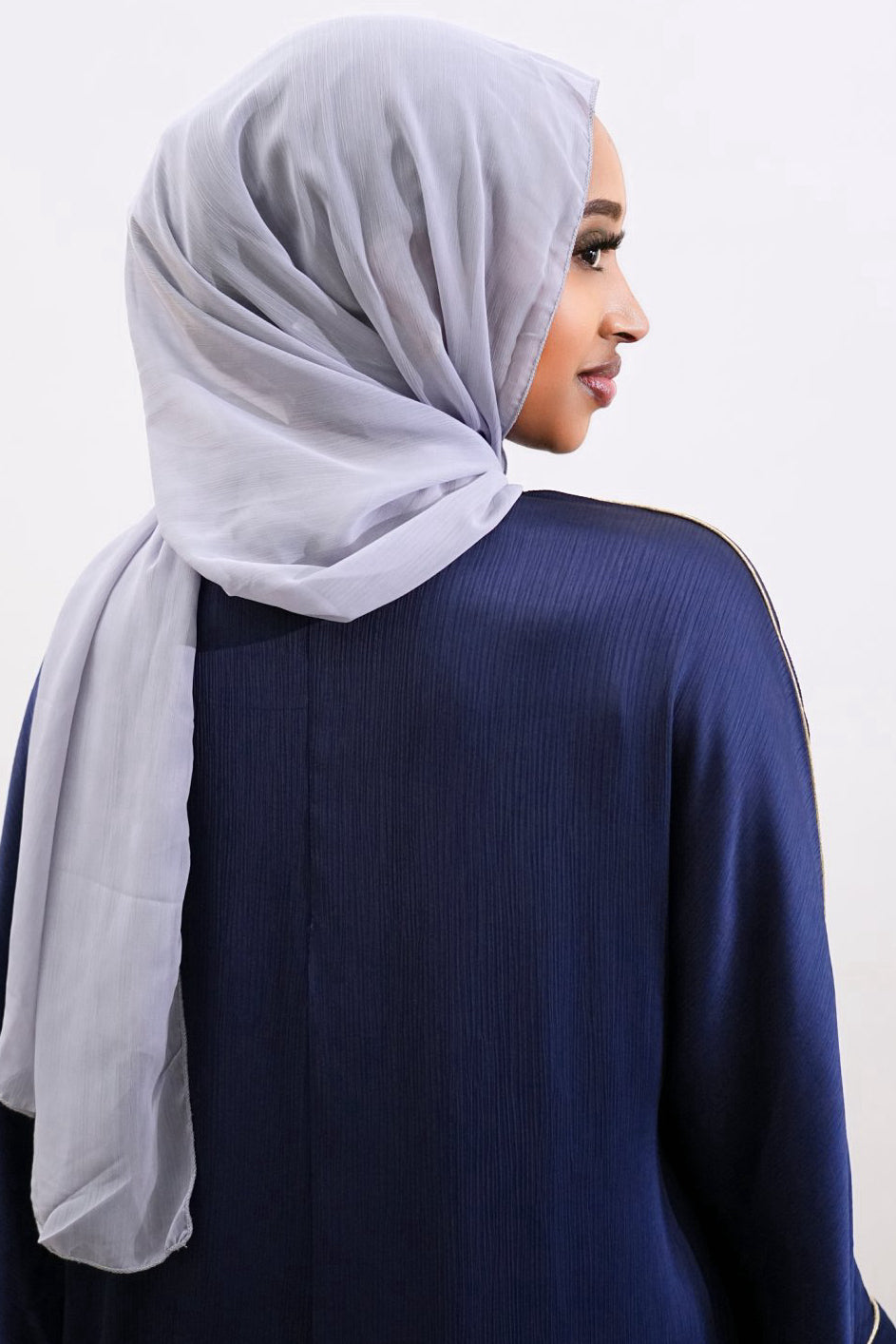 Inaya Trimmed Maxi Dress Abaya 937 - Dark Blue