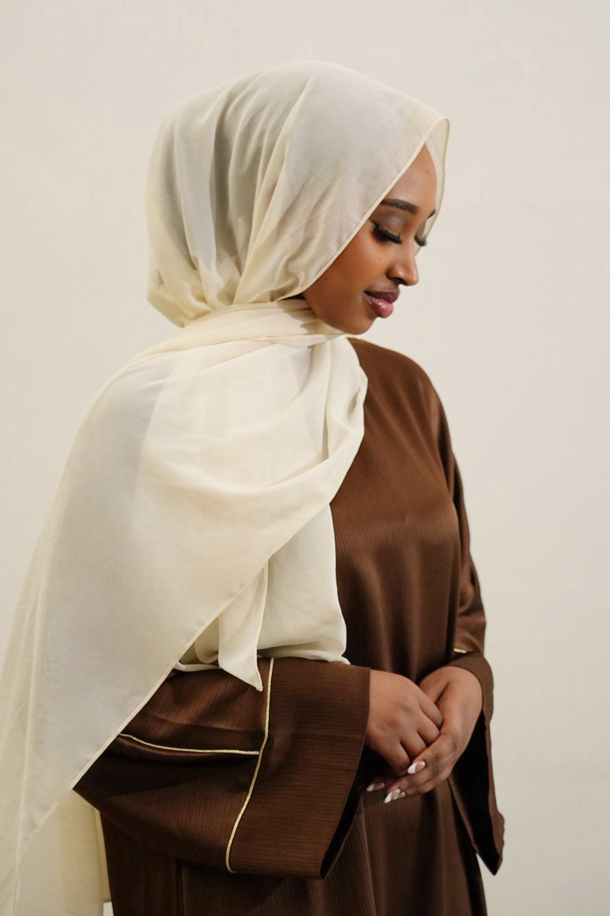Inaya Trimmed Maxi Dress Abaya 937 - Coffee