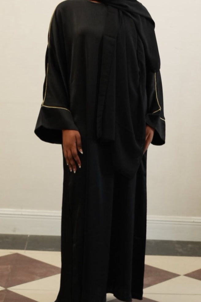 Inaya Trimmed Maxi Dress Abaya 937 - Black