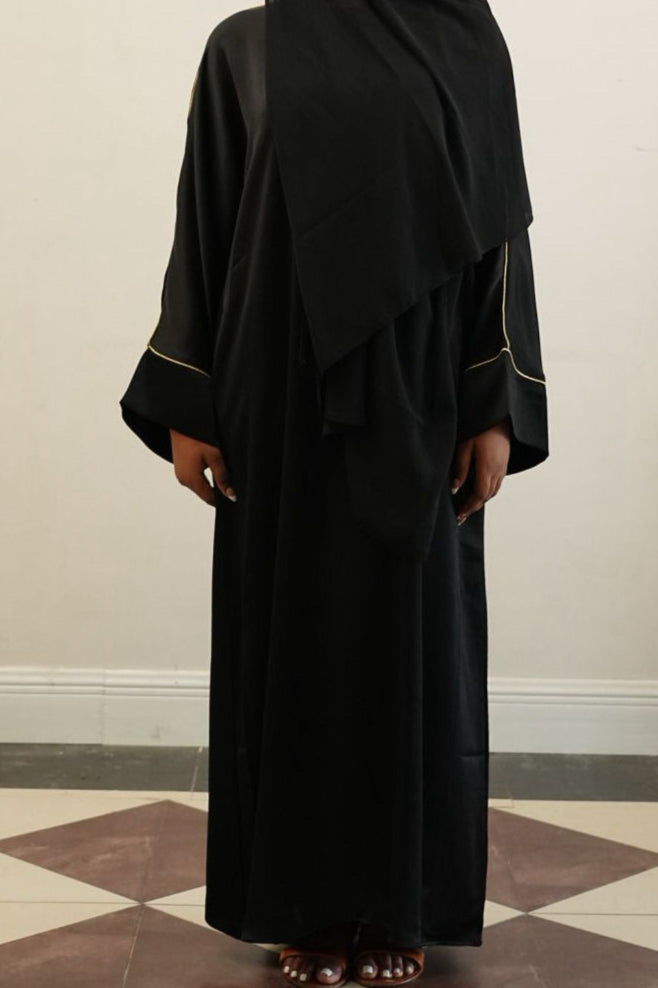 Inaya Trimmed Maxi Dress Abaya 937 - Black
