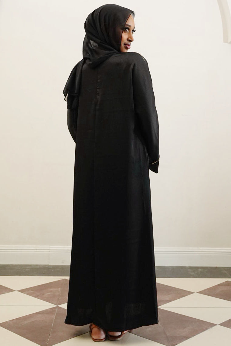 Inaya Trimmed Maxi Dress Abaya 937 - Black