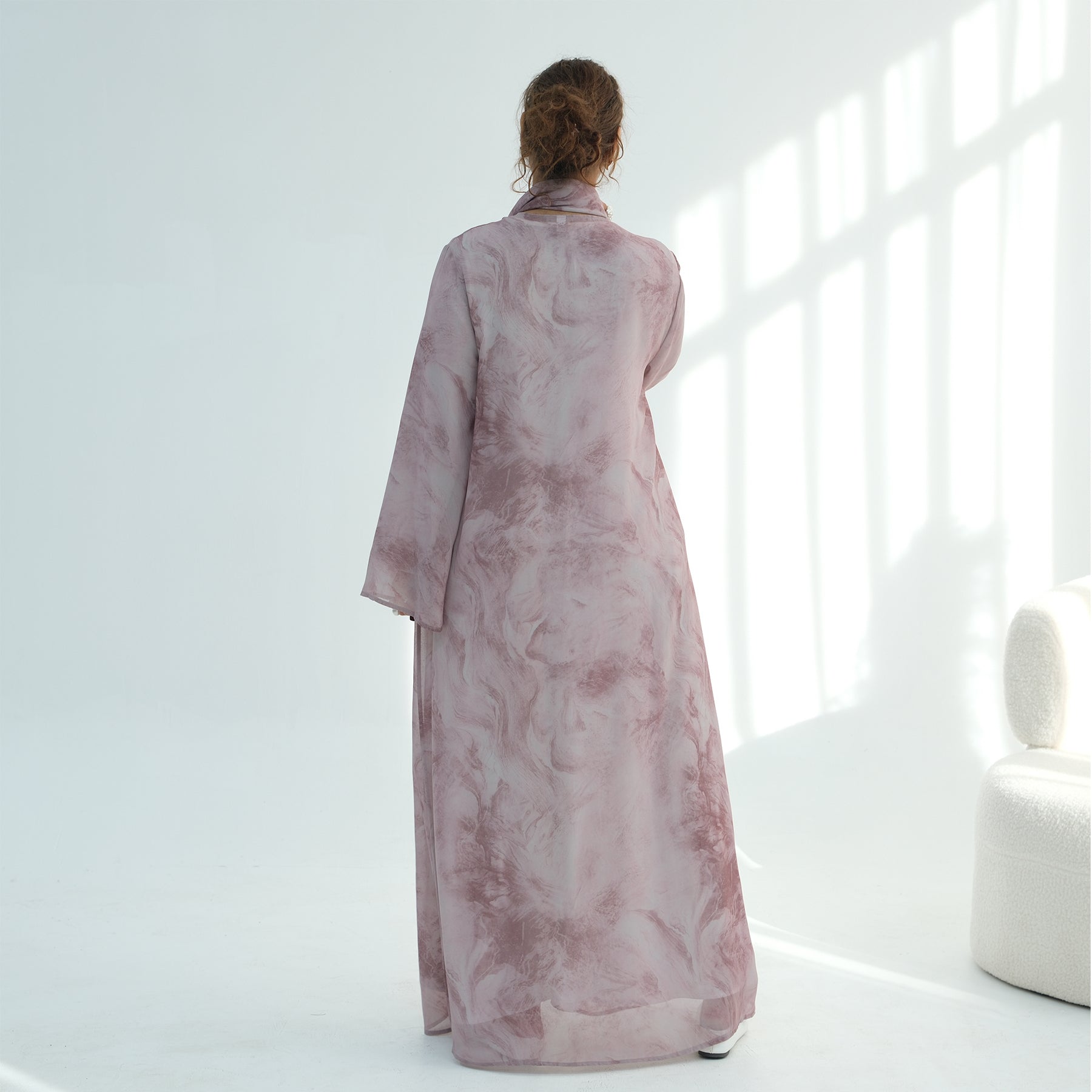 Loriya floral print cardigan + scarf, two pieces, LR1030