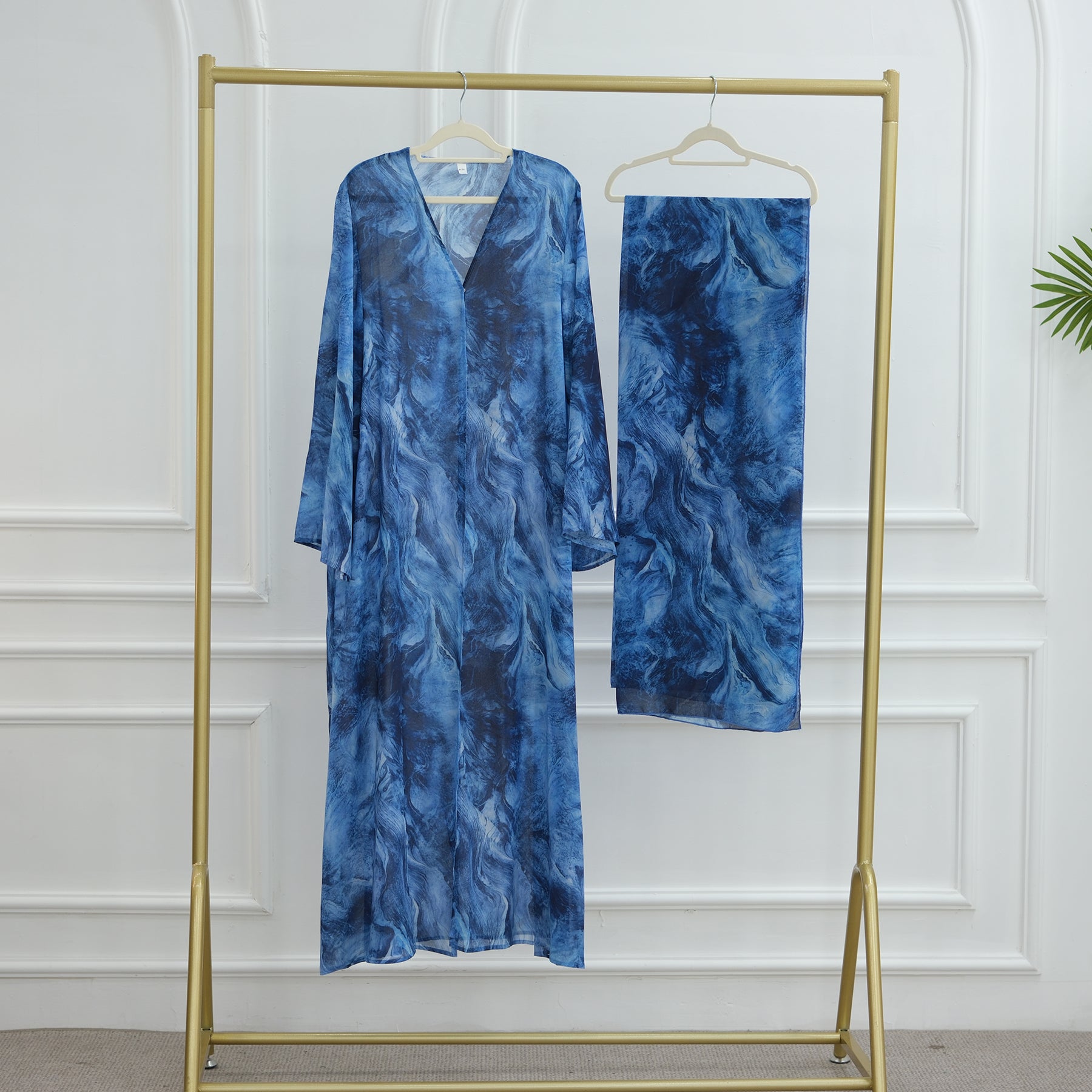 Loriya floral print cardigan + scarf, two pieces, LR1030